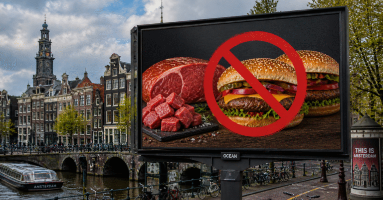 Amsterdã passa a proibir o anúncio de alimentos que tenham carne